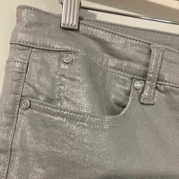 Talbots Women Size 14 Slim Grey Ankle Pant Silver Jeans Cropped Fancy Slimming - Picture 3 of 11